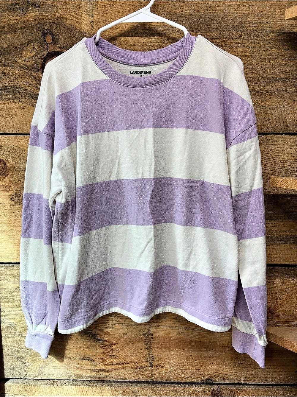 Lands' End Striped Long Sleeve Sweater Tee